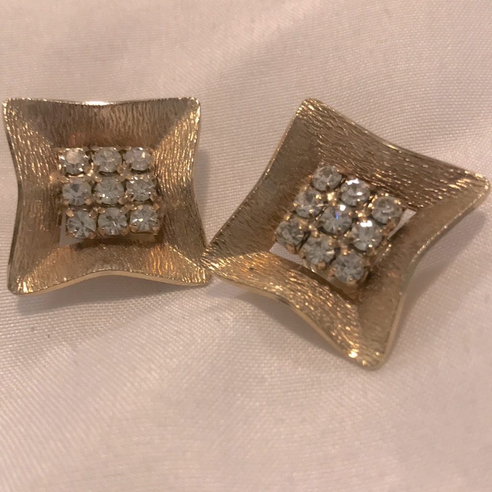 Vintage square rhinestone earrings
